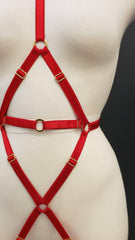 HONEY HARNESS FULL BODY - RED Sexy Harness Strappy BodyHarness Lingerie ADARABYCAROLB Intimates 